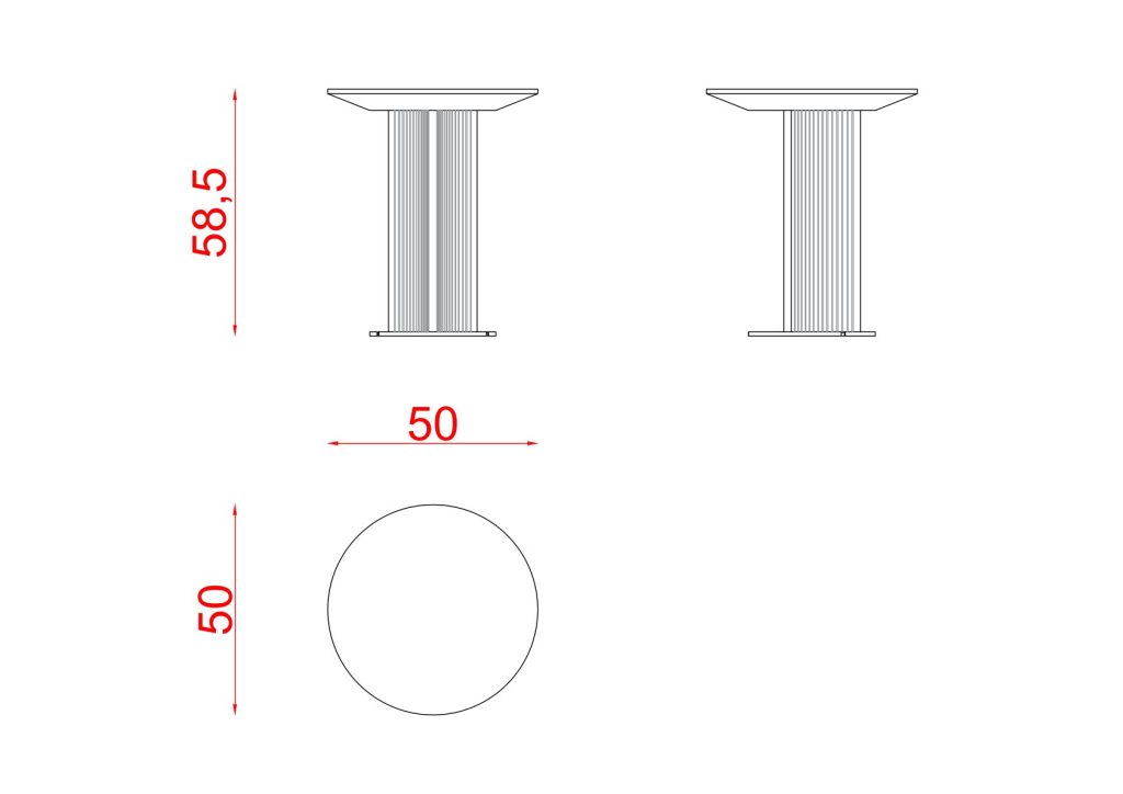 Athena Side Table technical drawing