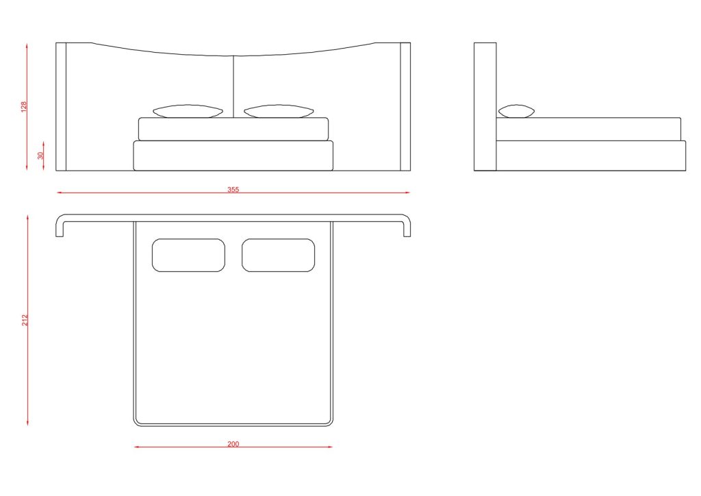 Cratos Bed technical drawing