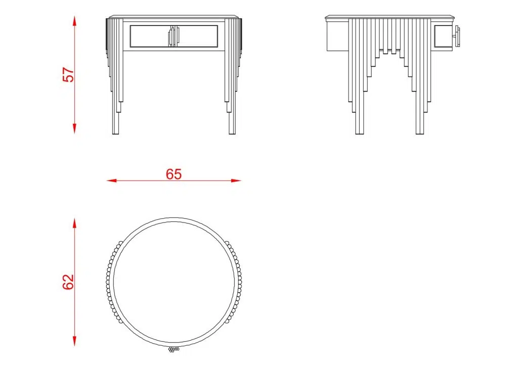 Cratos Side Table technical drawing