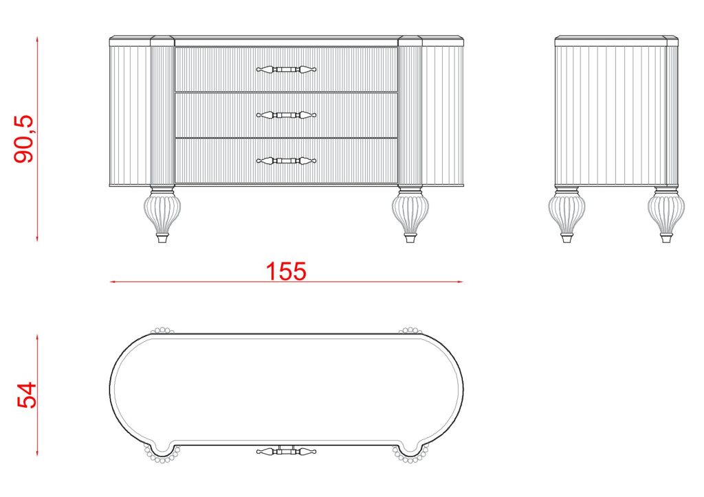 Elsiyum Dresser technical drawing