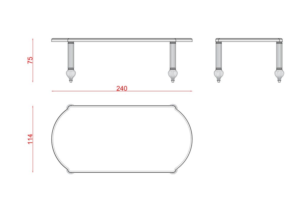 Elsiyum Dining Table technical drawing