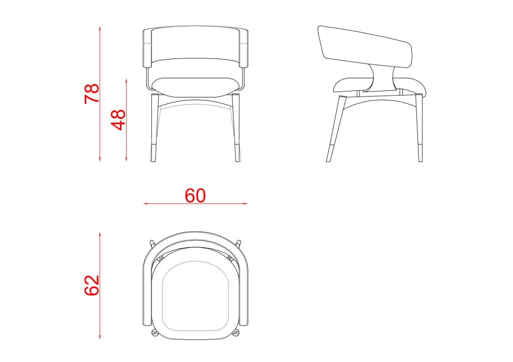 Giola Dining Chair technical drawing