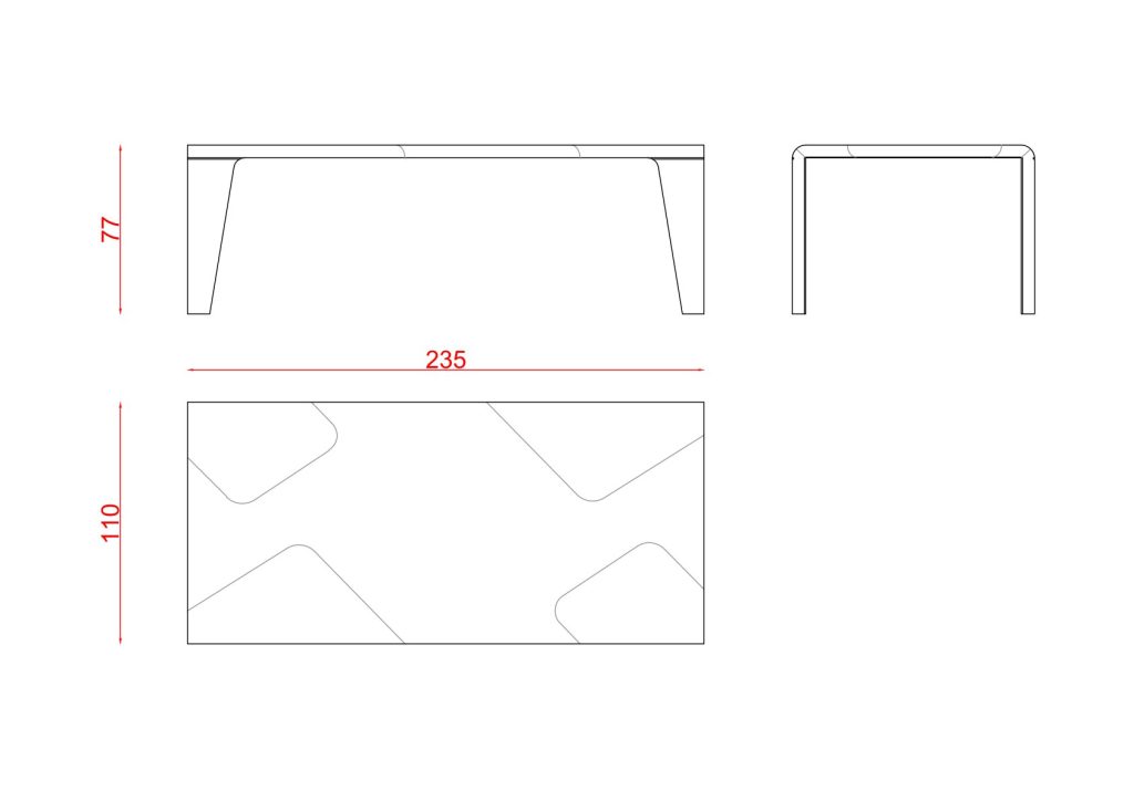 Giola Dining Table technical drawing
