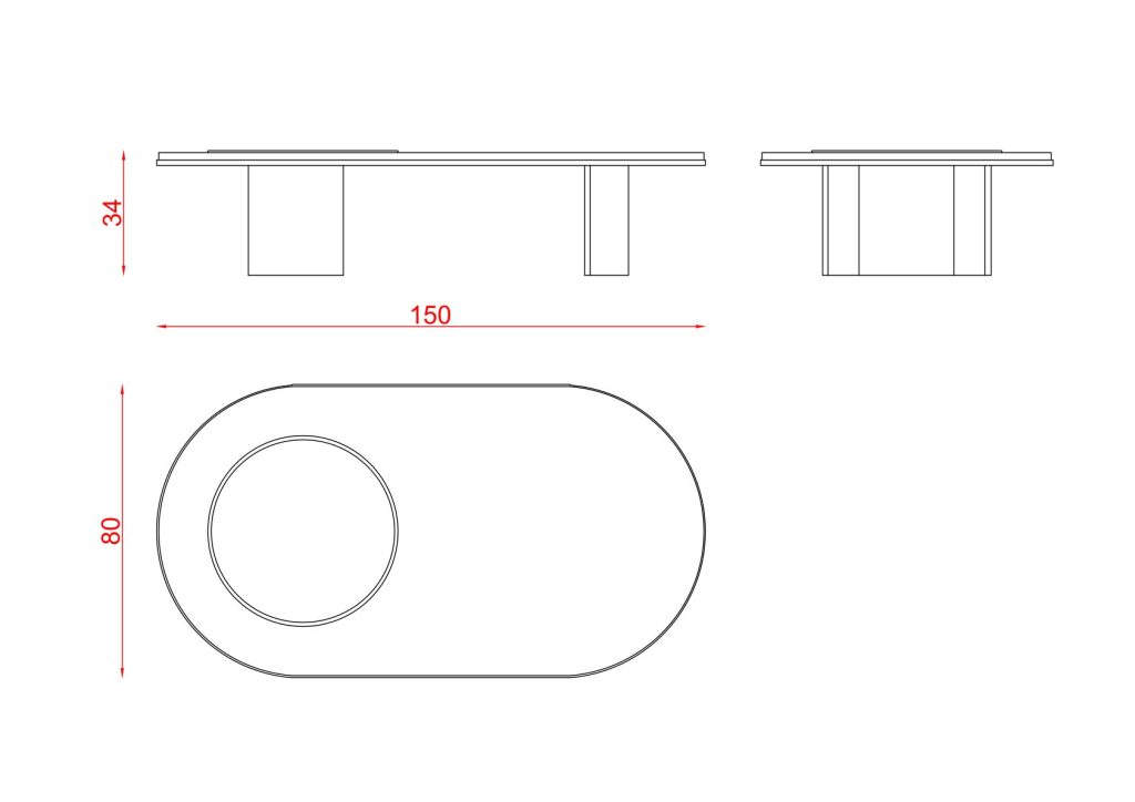 Technical drawing of Kailas Coffee Table