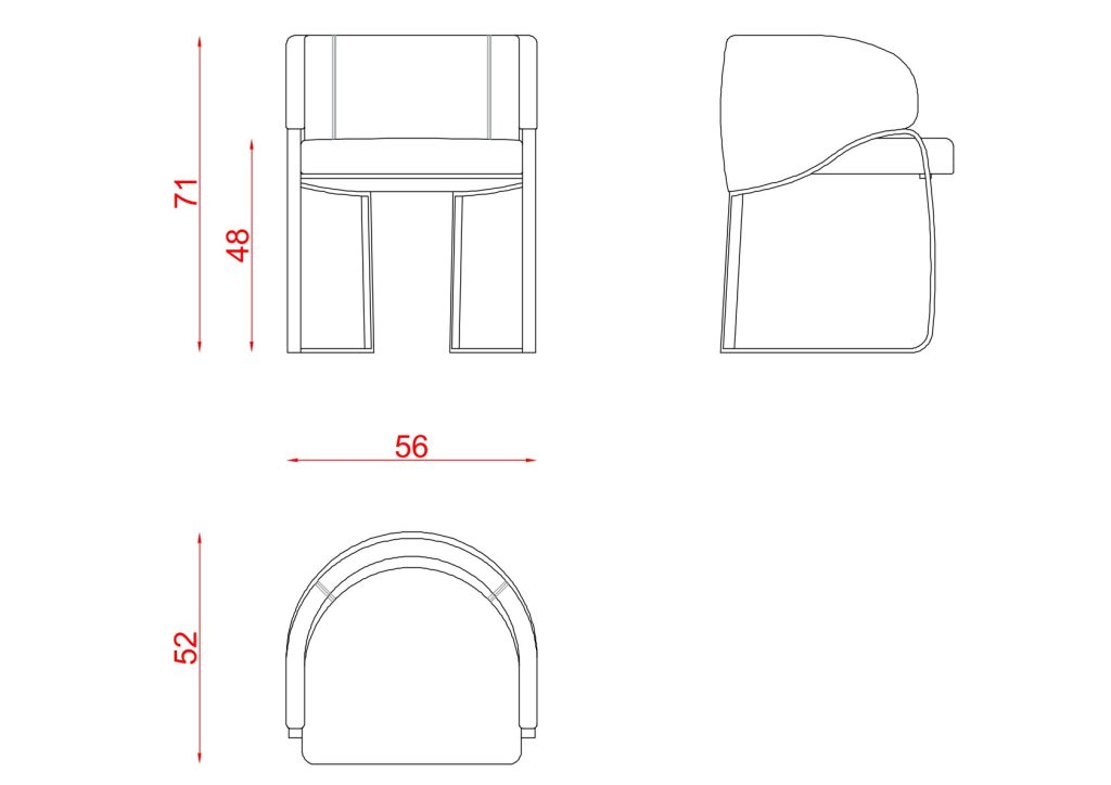 Technical drawing of Kailas Dining Chair