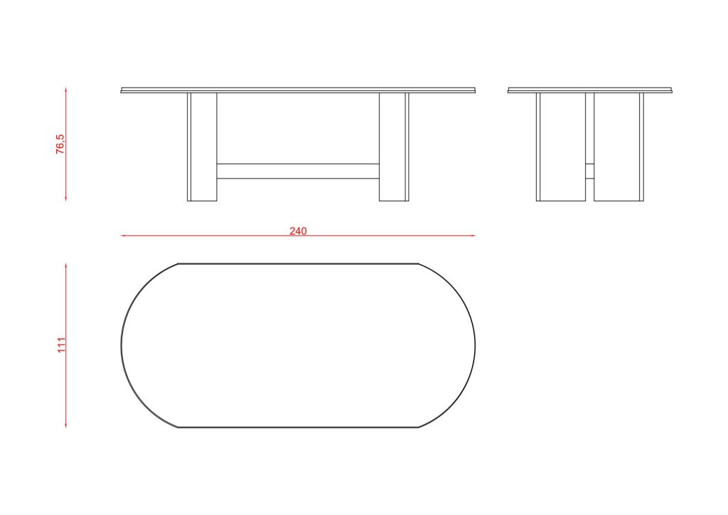 Technical drawing of Kailas Dining Table