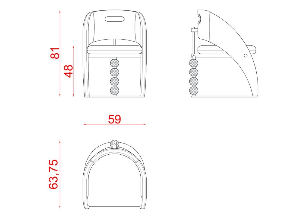 Technical drawing of Phaselis Dining Chair