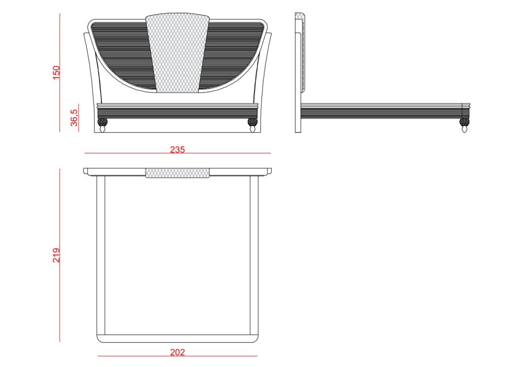Technical drawing of Sentinus Bed