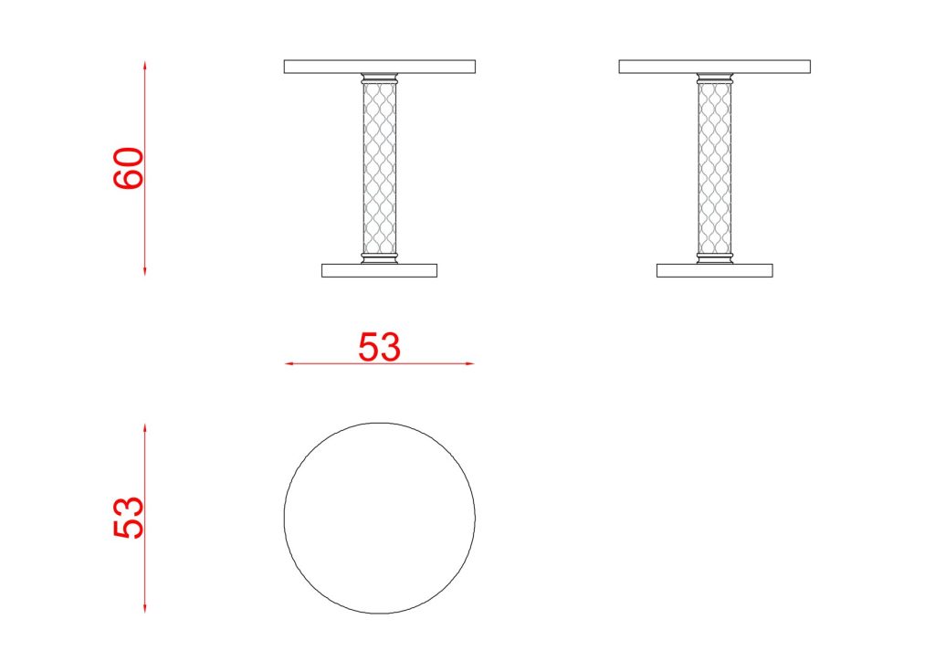 Technical drawing of Velovis Side Table