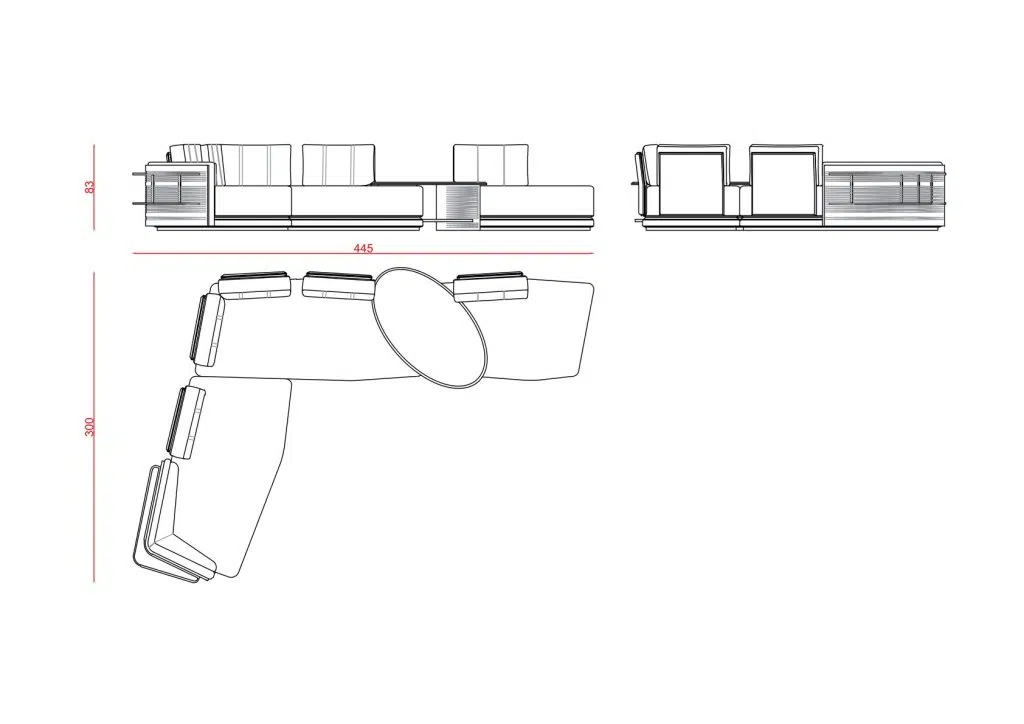 Medusa L Corner Sofa technical drawing