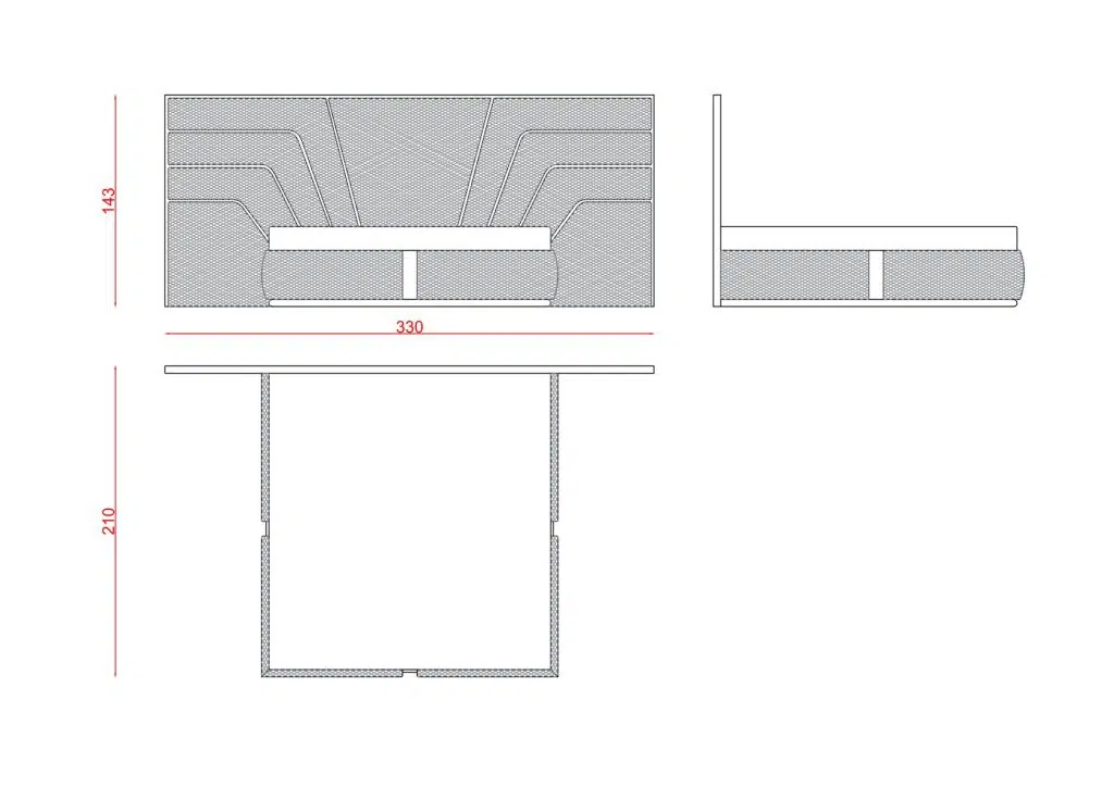 Rossi Bed technical drawing