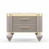 Elsiyum Nightstand front view – Zebrano luxury bedroom nightstand