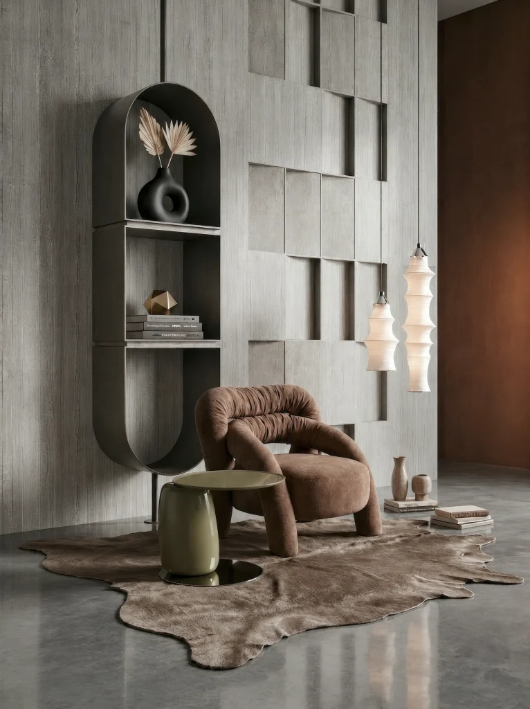 Nova bar stool, side table and decorative shelf