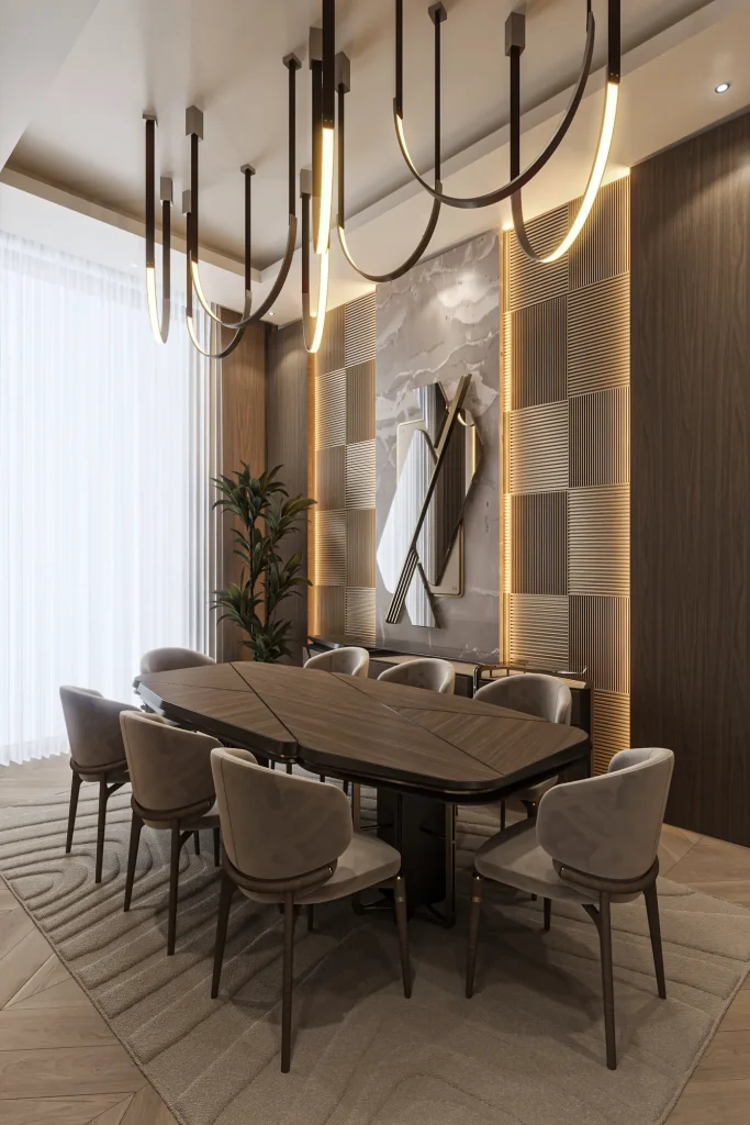 Zebrano Athena Koleksiyonu salon ve yemek odası dekorasyonu
