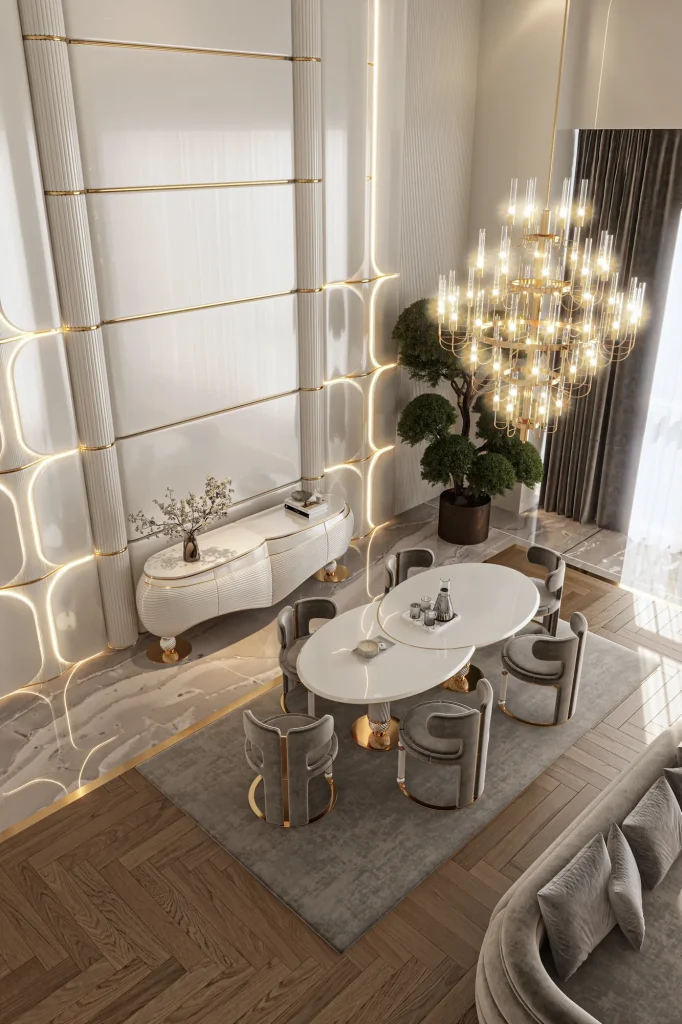 Zebrano Opheline Koleksiyonu salon ve yemek odası (açık) dekorasyonu
