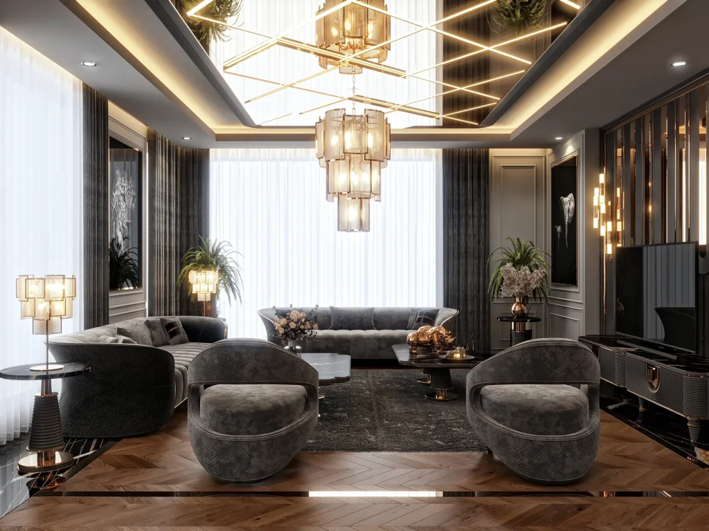 Zebrano Quintus Collection living room and dining room (anthracite) decor