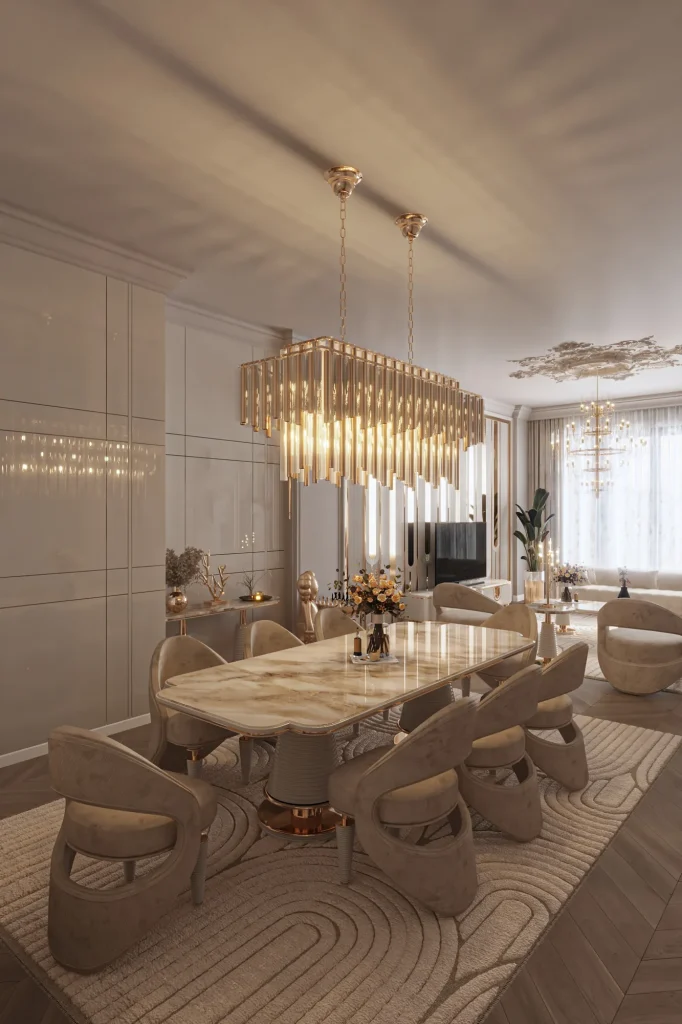 Zebrano Quintus Collection living room and dining room (cream) decoration