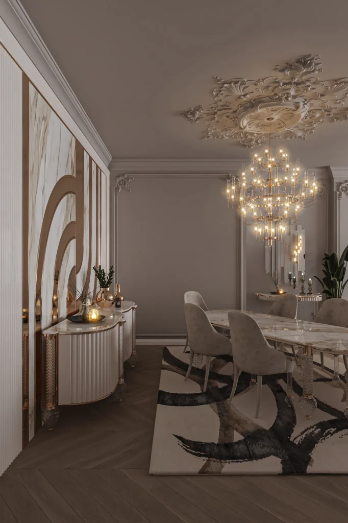Zebrano Velovis Koleksiyonu salon ve yemek odası dekorasyonu