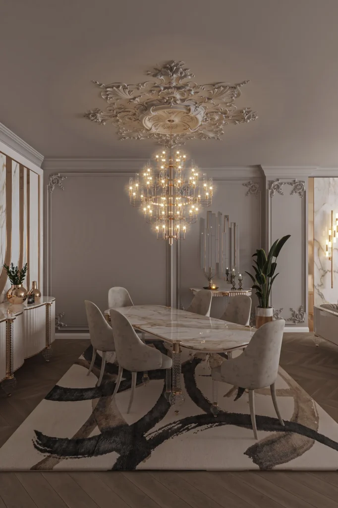 Zebrano Velovis Koleksiyonu salon ve yemek odası dekorasyonu