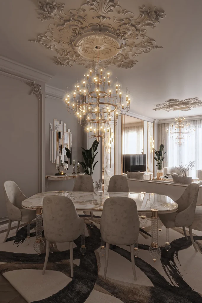 Zebrano Velovis Koleksiyonu salon ve yemek odası dekorasyonu
